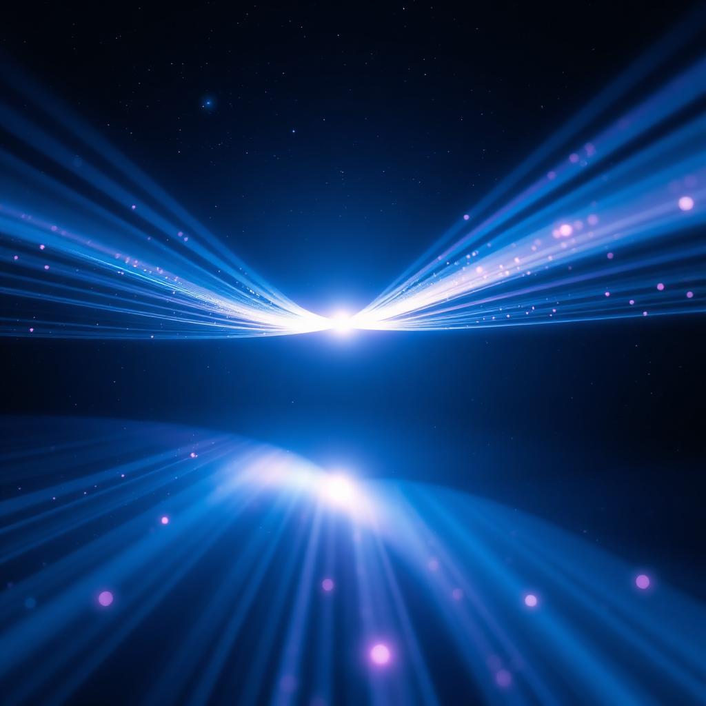 Light passing through two slits forming a wave interference pattern in deep space